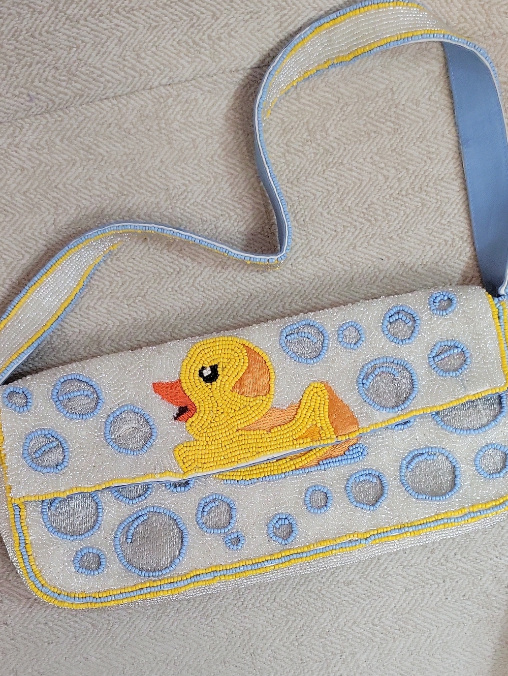 Viral Rubber Duck Bathtime Beaded Baguette Shoulder Bag